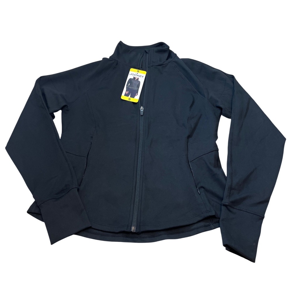 Jockey Womens Black Full Zip Track Jacket Athletic Athleisure‎ Size S